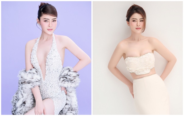 Lý Kim Thảo diện váy xẻ đến rốn